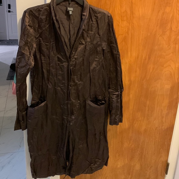 EILEEN Fisher Chocolate Brown Size Small L- Women Classic Collar Shirt Dress - Picture 1 of 11
